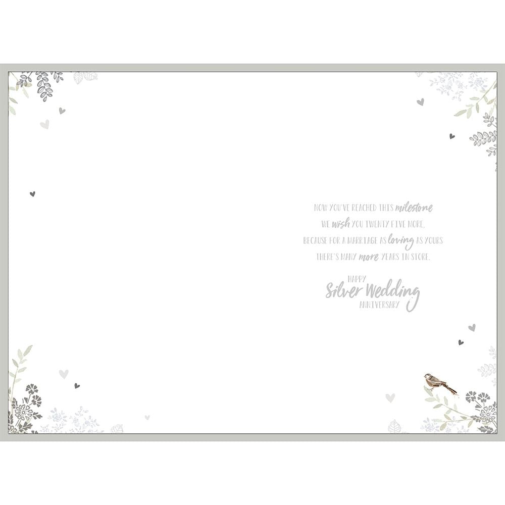 25th Silver Wedding Anniversary Card Silver Hearts Design 