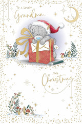 Bear Wrapping Gift Grandma Christmas Card