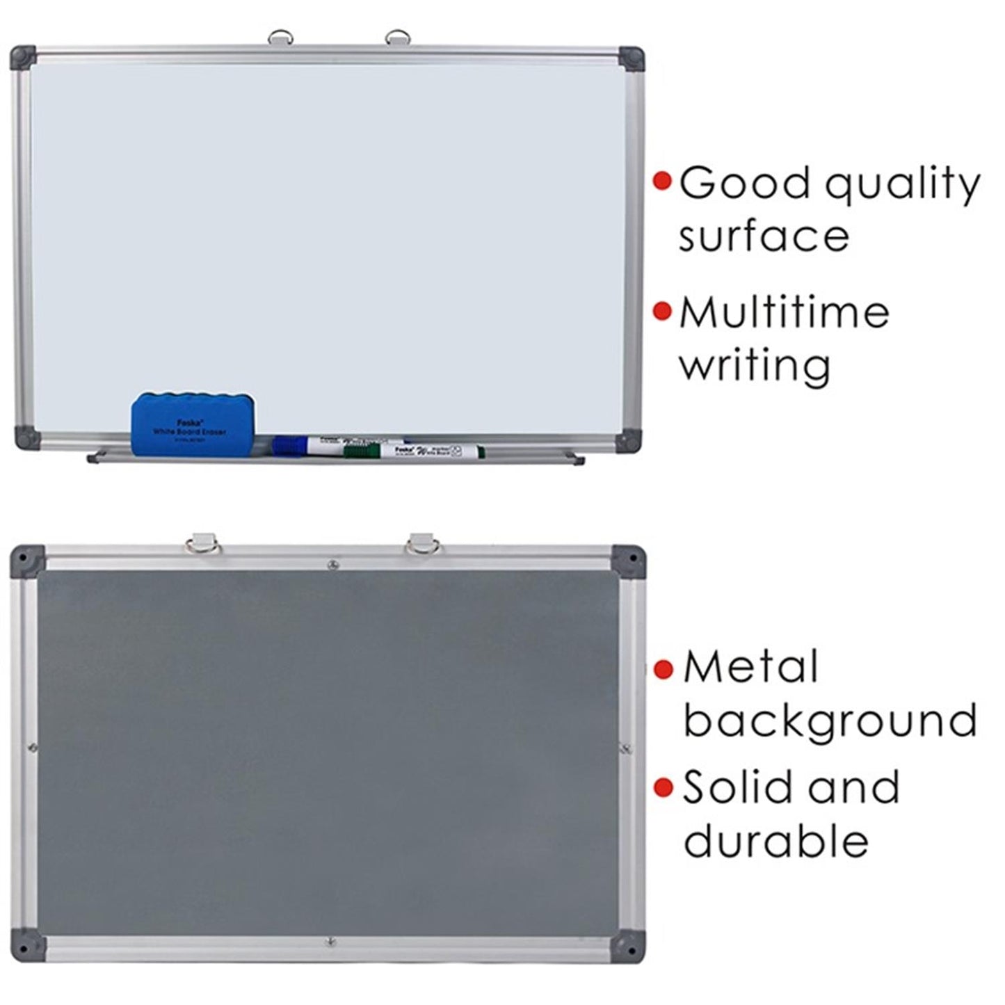 Aluminum Frame Magnetic Horizontal Vertical Whiteboard 100 x 200cm