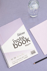 A4+ 100 Pages Twin Wire SEN Lilac Paper Dyslexia Notebook - Lined with Margin