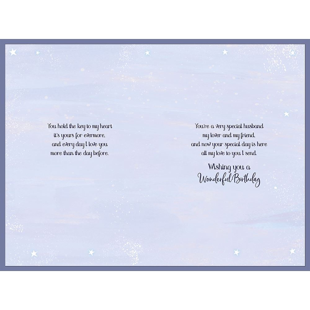 Husband Birthday Card Gold Heart Design with Stars 
