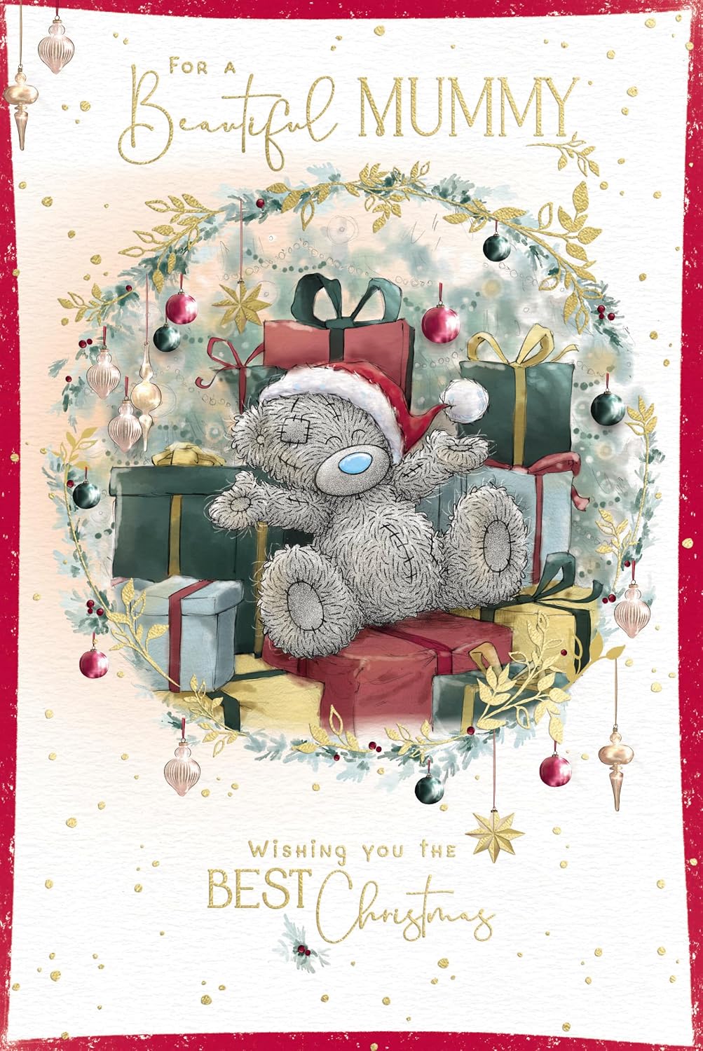 Bear Sat Amongst Presents Beautiful Mummy Christmas Card