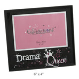 Celebrations Glass Photo Frame In Black With The Word "DRAMA QUEEN" In Mirror effect