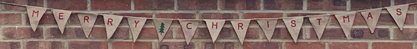 Merry Christmas With Tree Pennant hessian Bunting