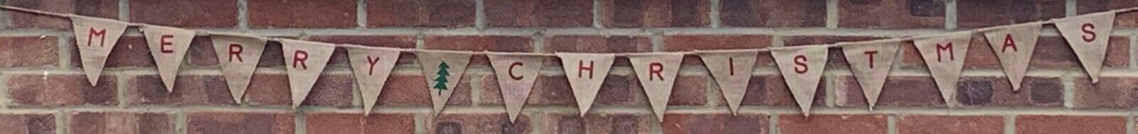 Merry Christmas With Tree Pennant hessian Bunting