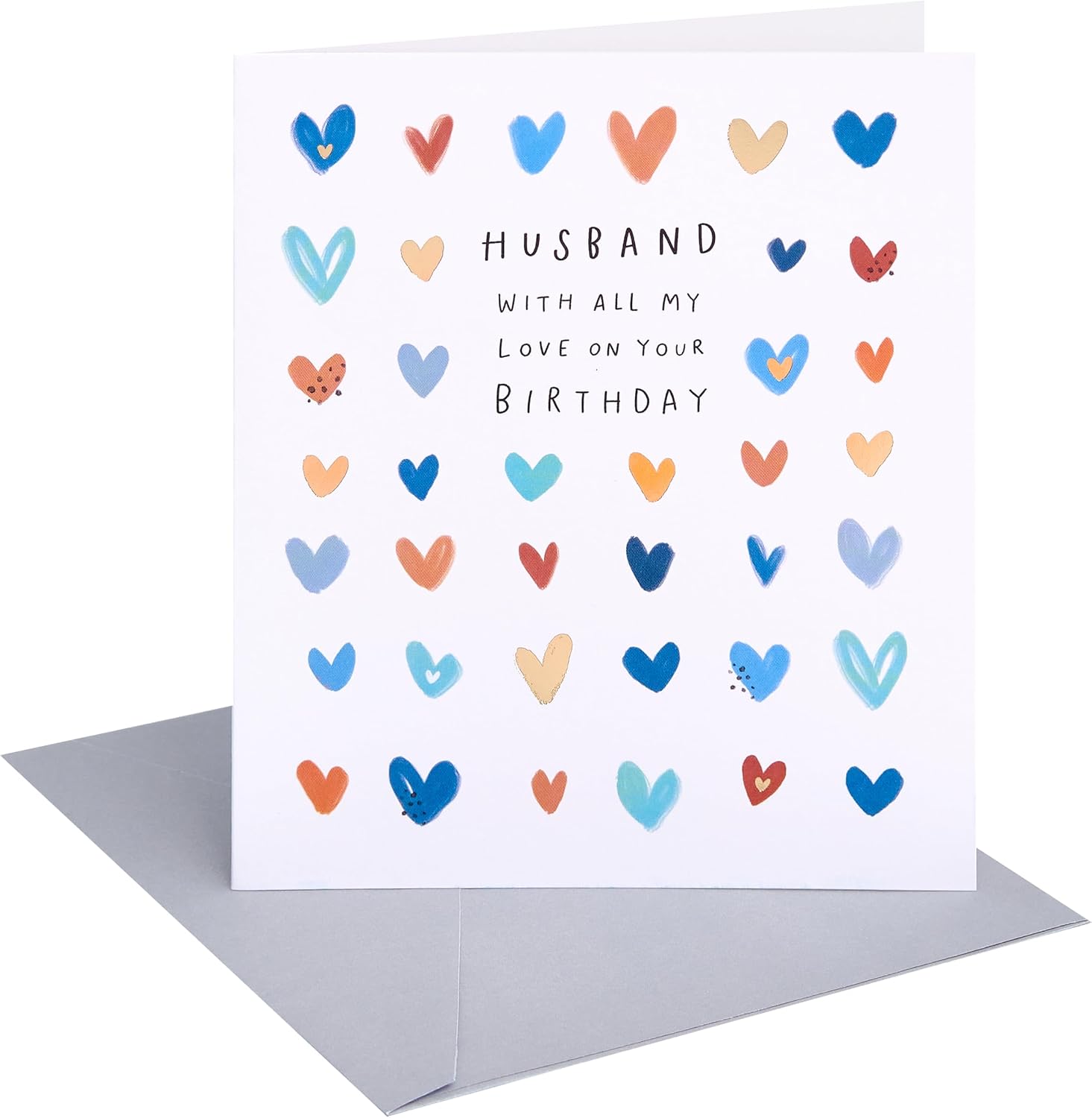 Hand Drawn Hearts Design Husband Birthday Card