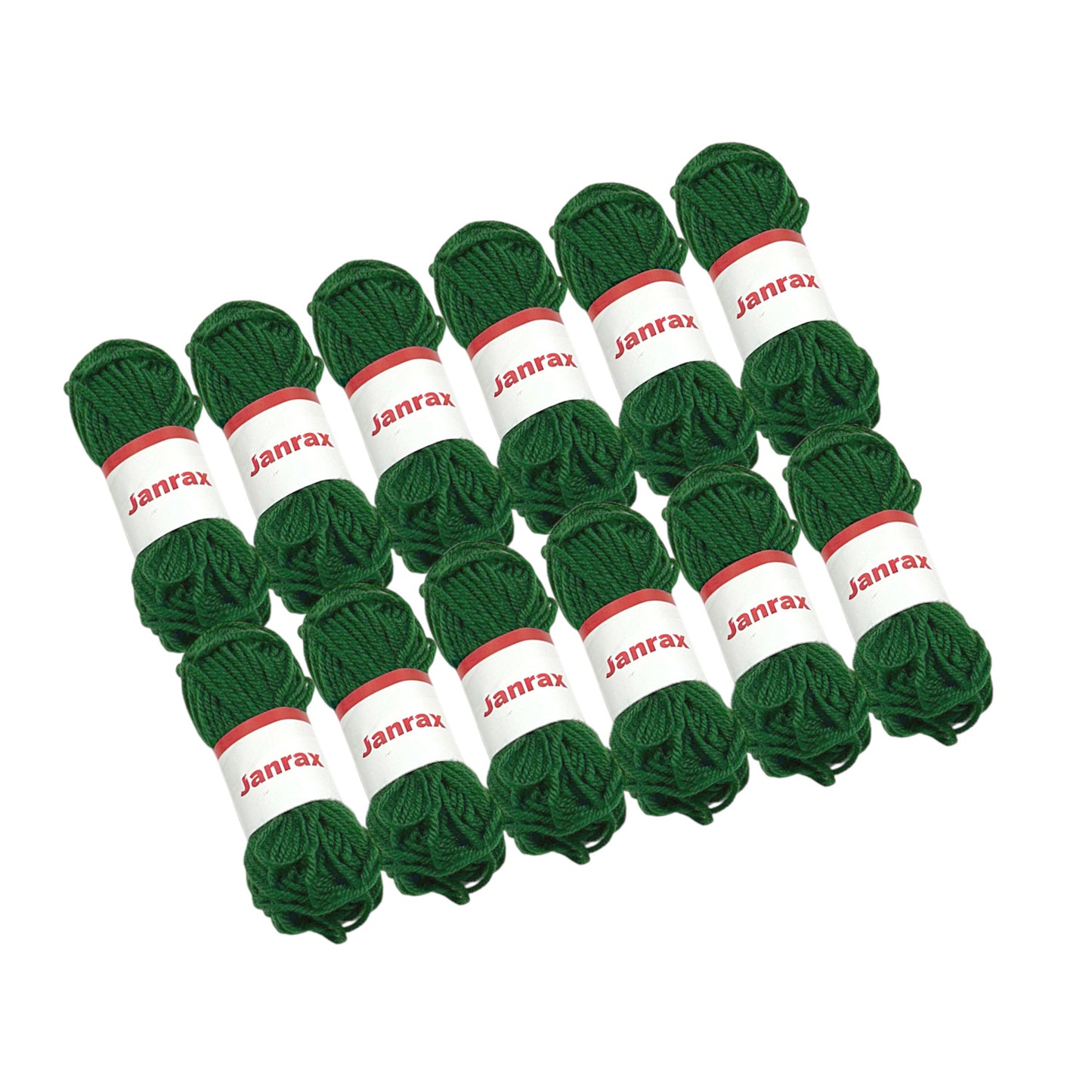 Pack of 5 Dark Green Acrylic Yarn Rolls – 10g each, 4 Strand 8 Ply Knitting Wool
