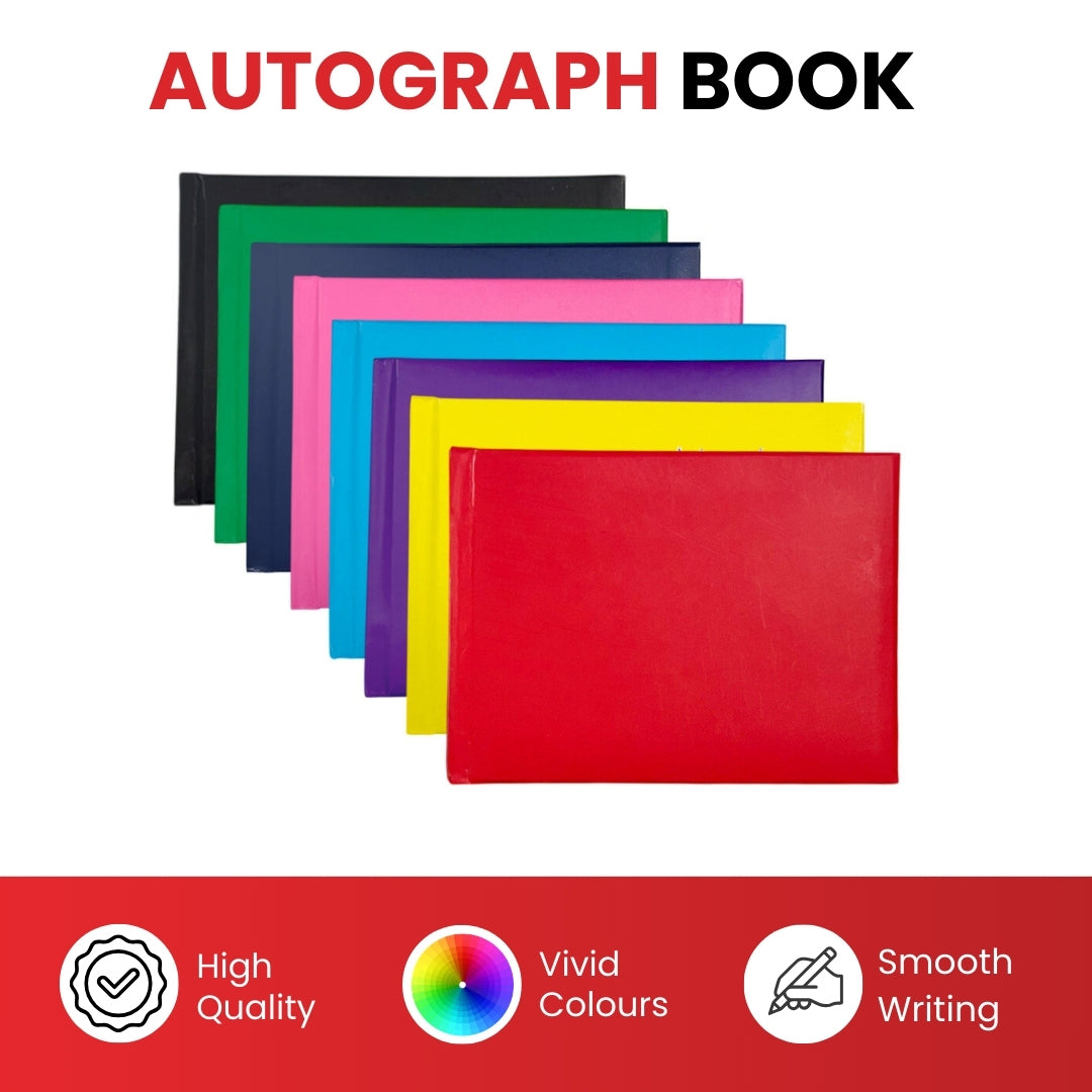 100 Pages Plain Cover Black Autograph Book – School Leavers Signature, End of Term Memory Book