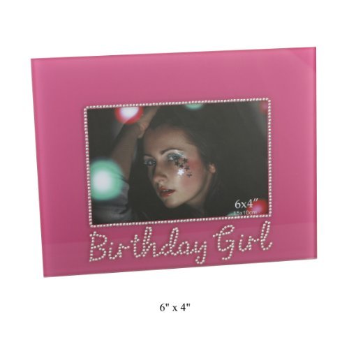 Birthday Girl Pink Photo Frame With Diamonte Surrounding 6"x4"