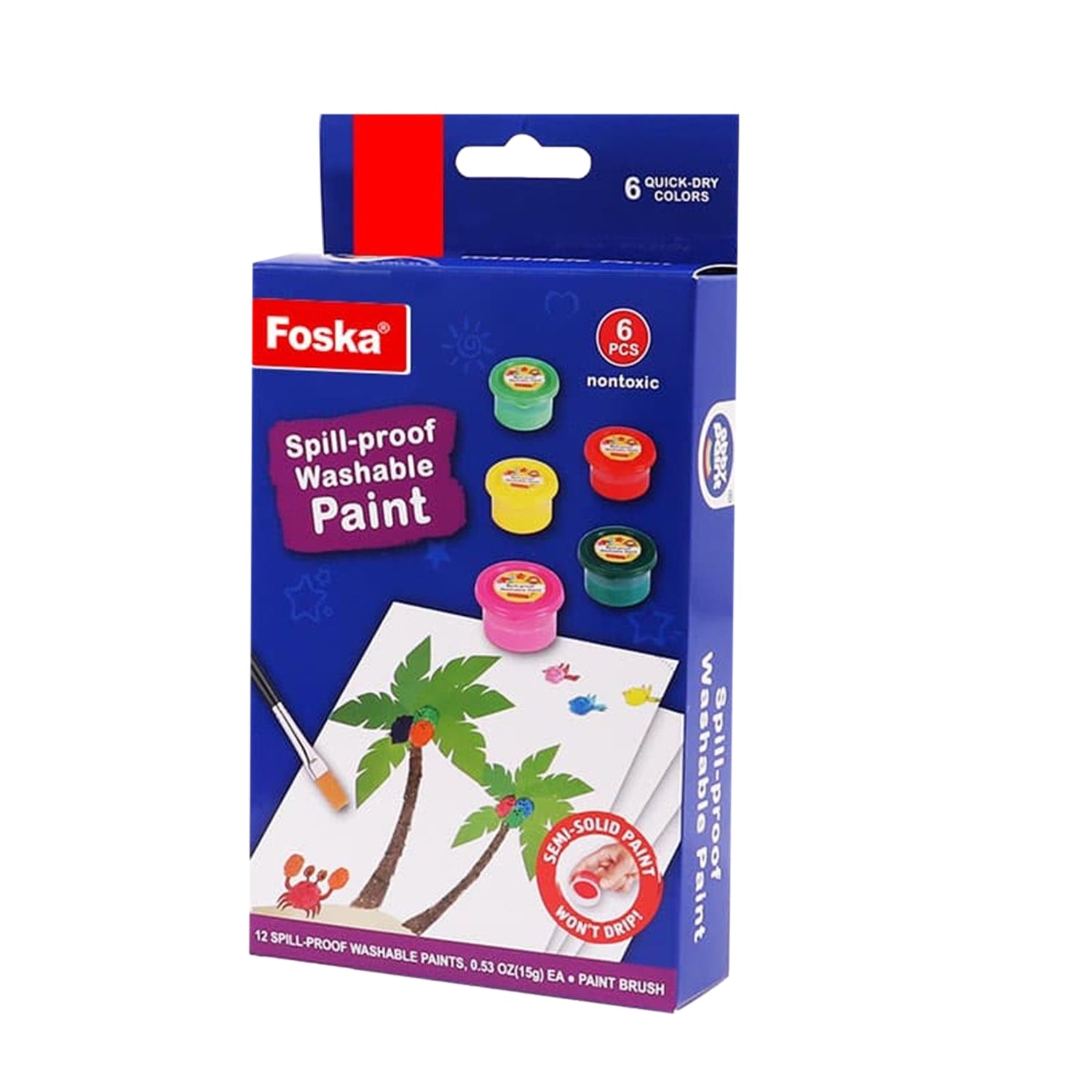 Pack of 6 Colors Spill-proof Washable Paints