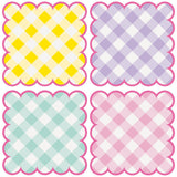 Pack of 8 Pastel Gingham Scalloped Placemats
