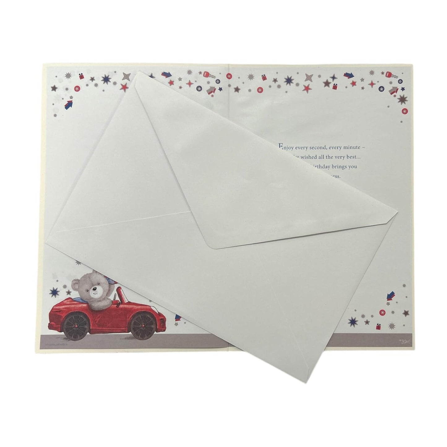 Age 21 Teddy In Red Car Design Birthday Card
