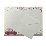 Age 21 Teddy In Red Car Design Birthday Card