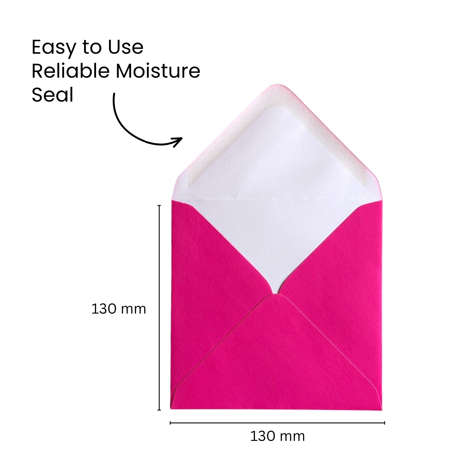 Pack of 50 Vivid Shock Pink 130x130mm Gummed Envelopes