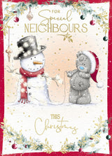 Bear With Snowman Wrapped In Fairy Lights Special Neighbours Christmas Card