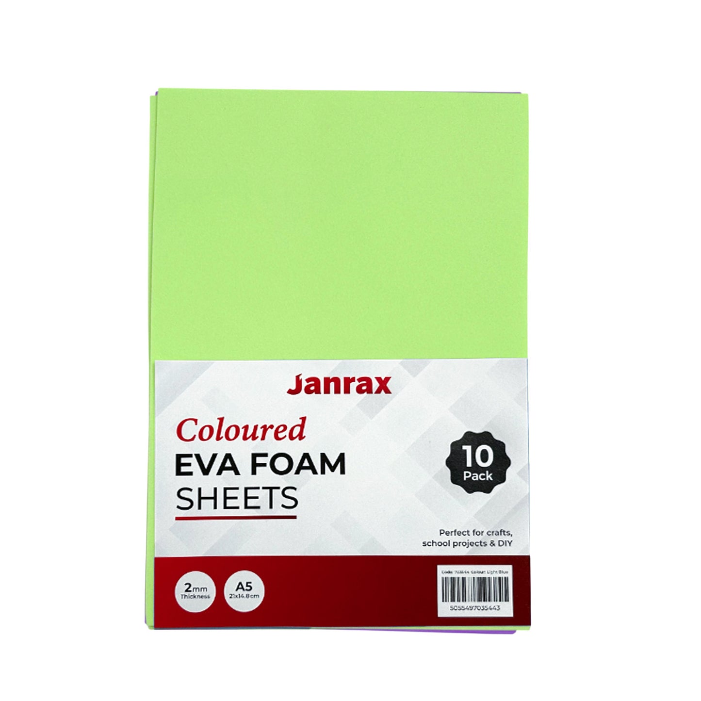 Pack of 10 A5 Light Green Coloured EVA Foam Sheets