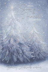 Xmas Tree Sparkle Design Son & Fiancée Christmas Card
