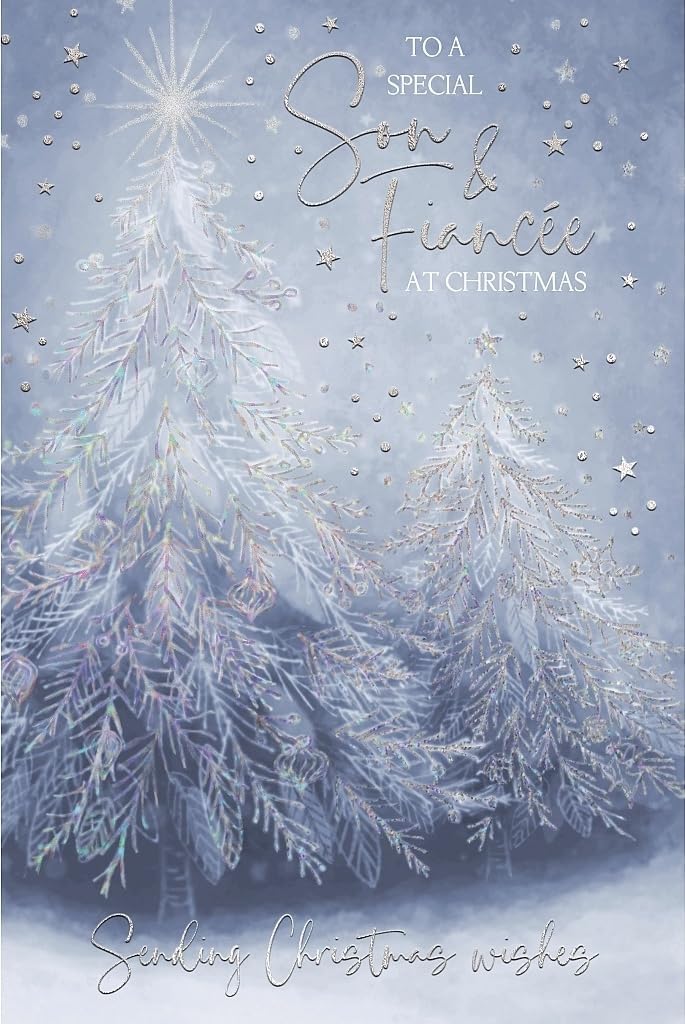 Xmas Tree Sparkle Design Son & Fiancée Christmas Card