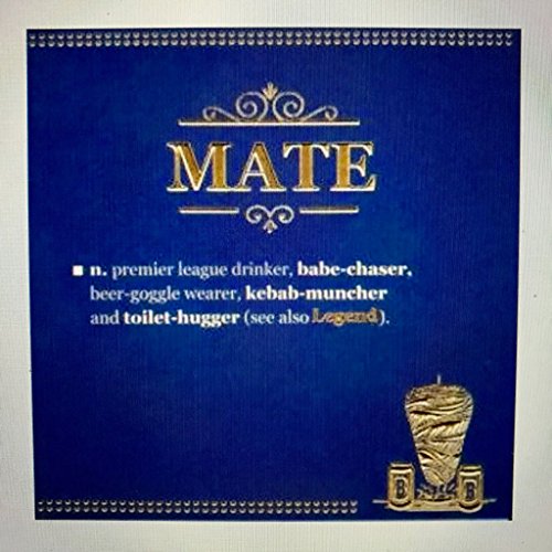 Mate Happy Birthday Humour Blue & Gold Greeting Card 