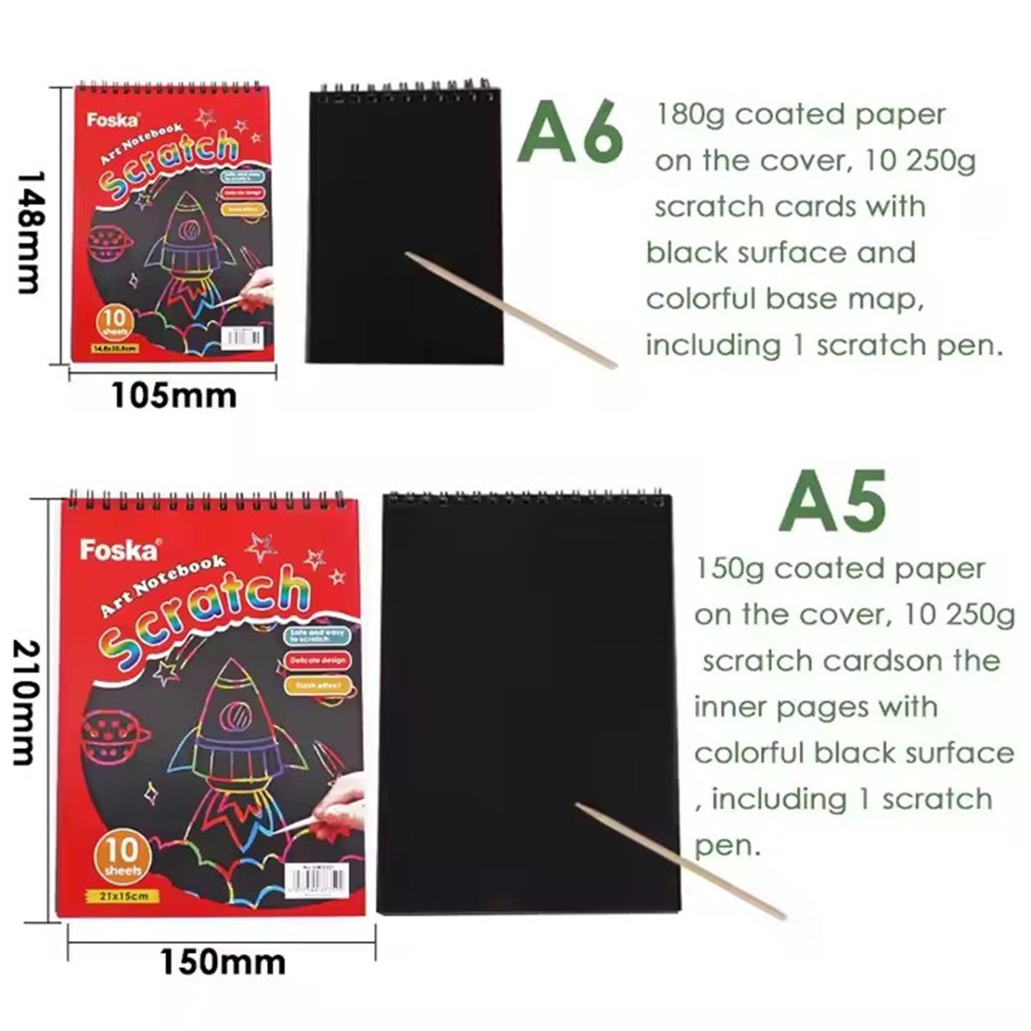 A6 10 Sheets DIY Scratch Painting Book For Kids