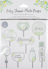 Pack of 8 Customizable Baby Shower Photo Booth Party Props with A-Z Stickers