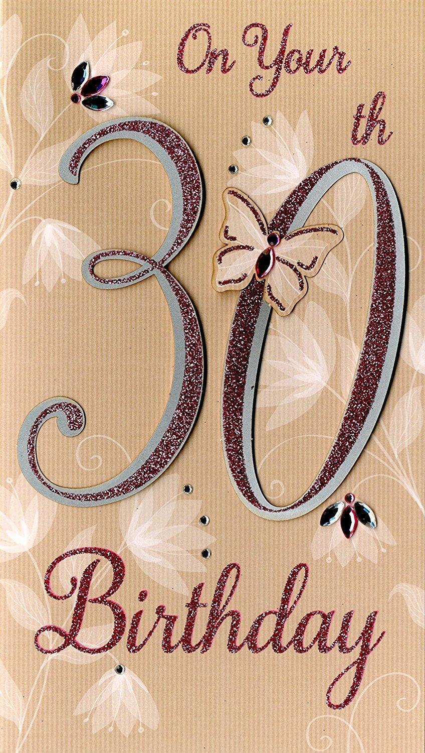 Happy 30th Birthday Greeting Card Hand Finished Champagne Range Cards 