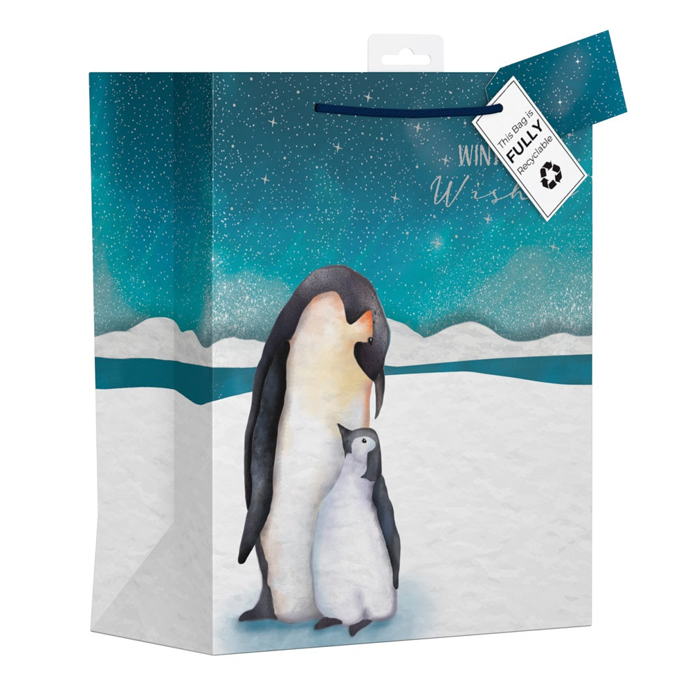 Winter Penguin Desing Large Christmas Gift Bag