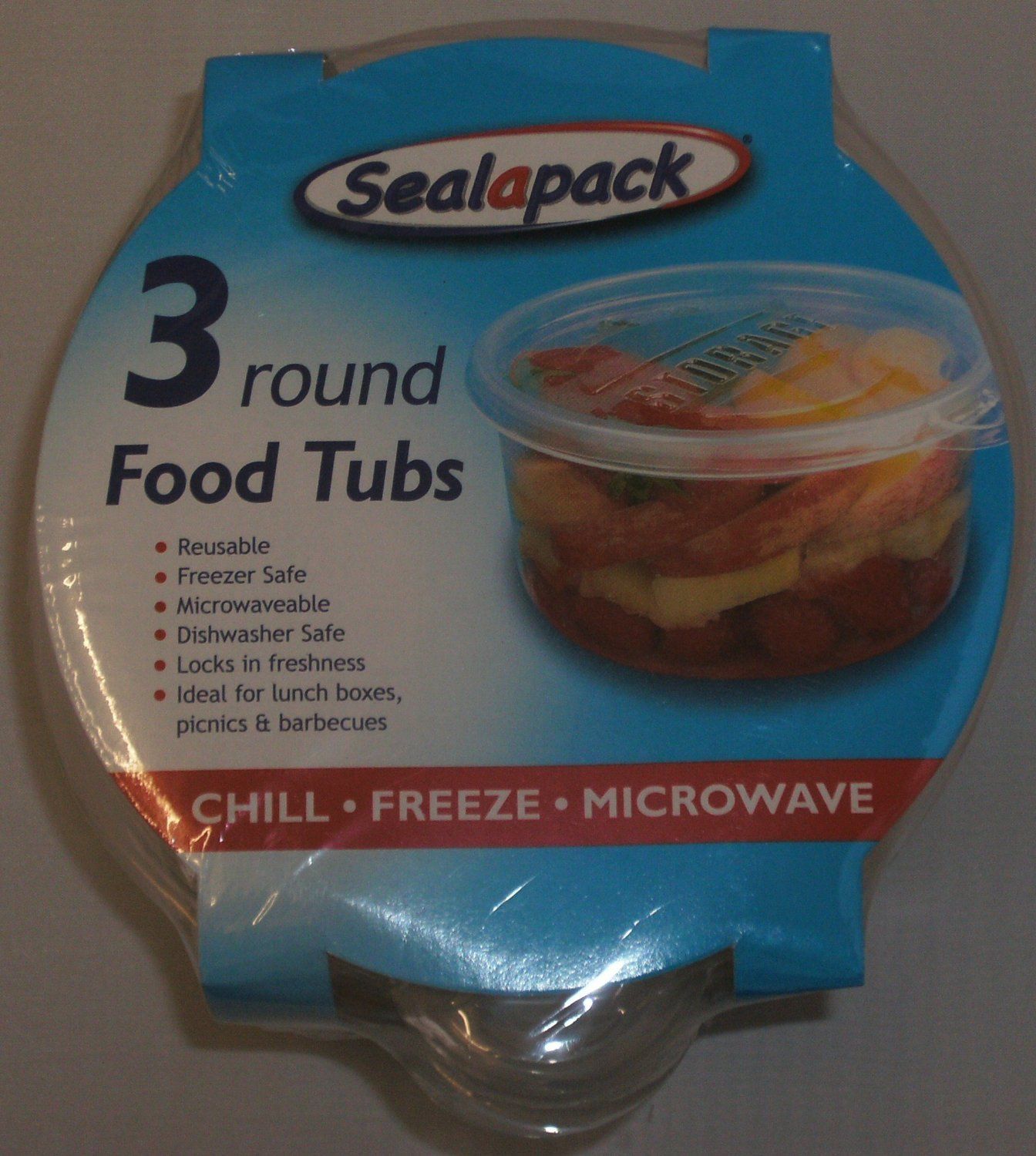 Pack of 3 10cm Dia. Round Food Tubs