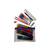 Stationery Filled Purple Zip 8x5" Pencil Case with Colouring Pencils