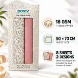 Pack of 8 Garden Breeze Luxury Foil Design & Plain Pink 50 x 70 cm Tissue Sheets - Birthday Summer Everyday Celebrations