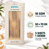 Pack of 5 Abstract Stripes Design 50 x 70 cm Luxury Gold Foil Tissue Sheets - Wedding, Christmas, Celebration