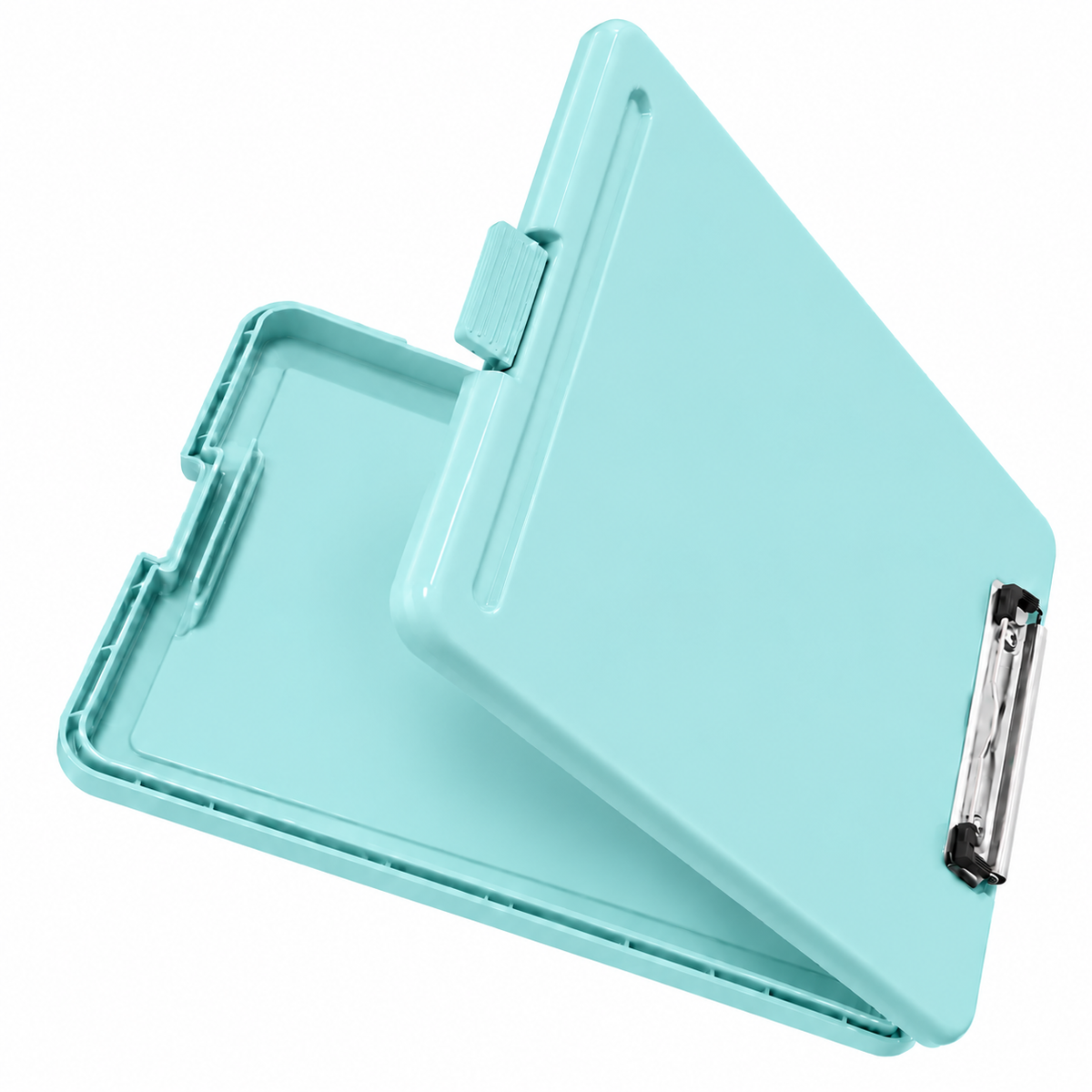 Single A4 Pastel Blue Plastic Clipboard Box File - Storage Filing Case