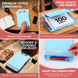 A4 Light Blue Plastic Clipboard Box File With Pencil Holder - Storage Filing Case