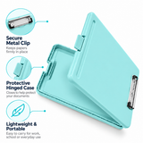Single A4 Pastel Blue Plastic Clipboard Box File - Storage Filing Case