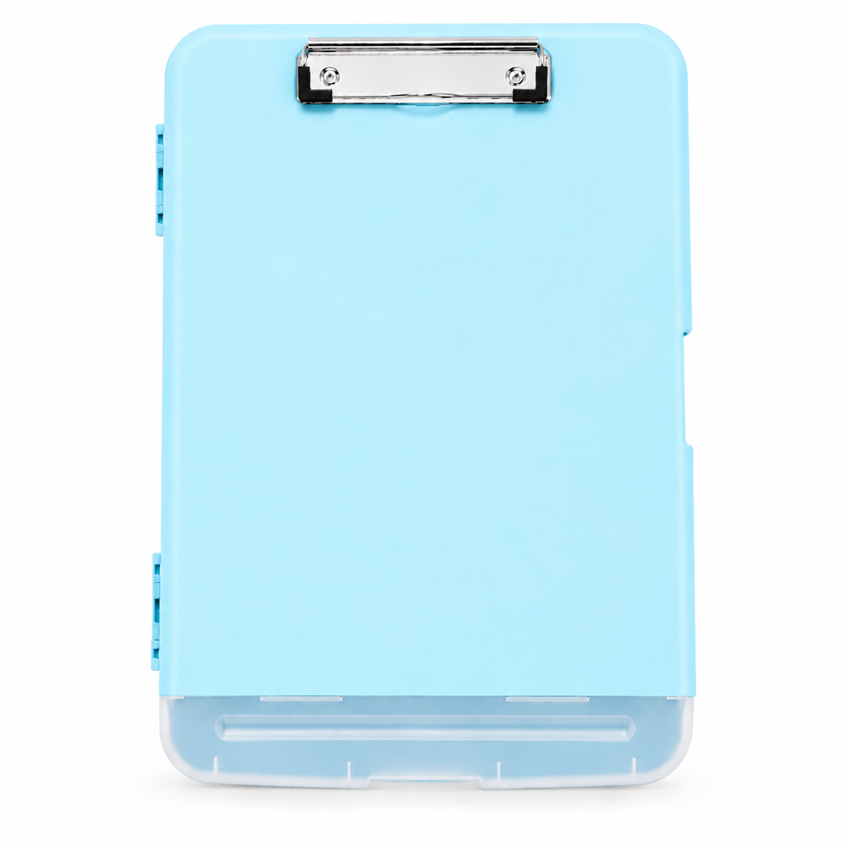 A4 Light Blue Plastic Clipboard Box File With Pencil Holder - Storage Filing Case