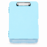 A4 Light Blue Plastic Clipboard Box File With Pencil Holder - Storage Filing Case