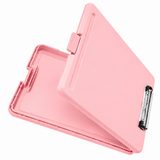Single A4 Pastel Pink Plastic Clipboard Box File - Storage Filing Case