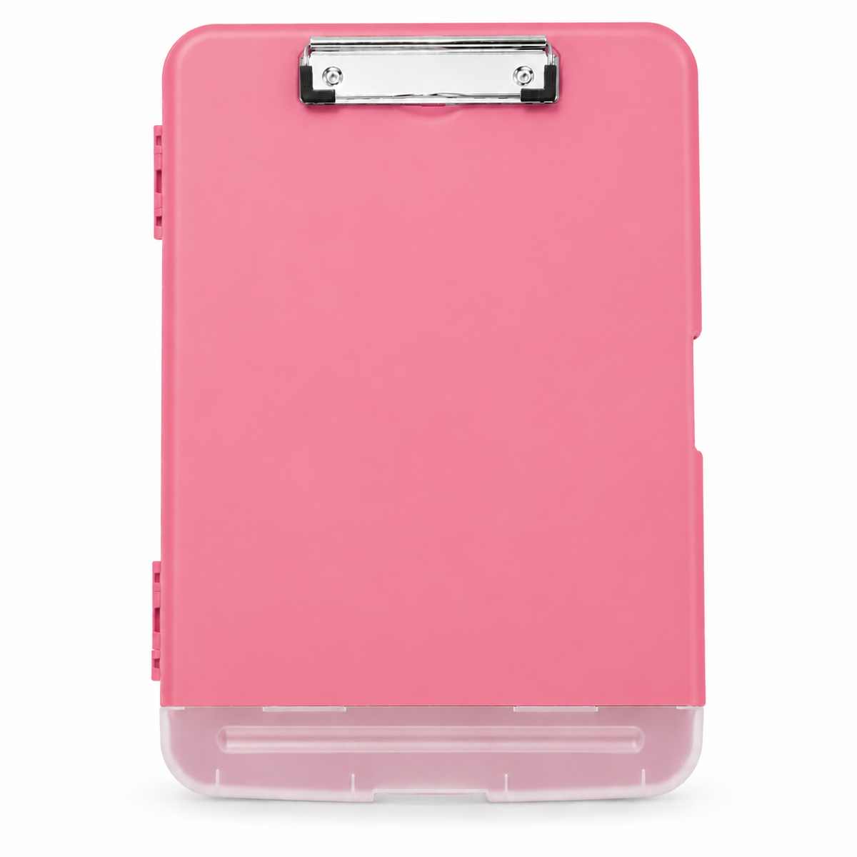 A4 Pink Plastic Clipboard Box File With Pencil Holder - Storage Filing Case