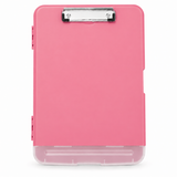 A4 Pink Plastic Clipboard Box File With Pencil Holder - Storage Filing Case