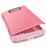 A4 Pink Plastic Clipboard Box File With Pencil Holder - Storage Filing Case