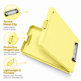 Single A4 Pastel Yellow Plastic Clipboard Box File - Storage Filing Case