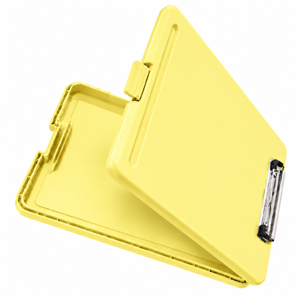 Single A4 Pastel Yellow Plastic Clipboard Box File - Storage Filing Case