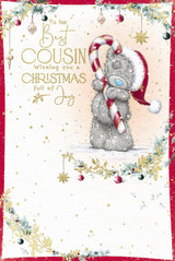 Bear Holding a Candy Cane Cousin Christmas Card
