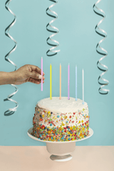 Pack of 12 Pastel Party Tall Candles with Holders (12.5cm)