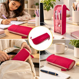 Pink Standing Zip Pencil Case 19.5 x 5 x 9cm