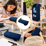 Blue Standing Zip Pencil Case 19.5 x 5 x 9cm
