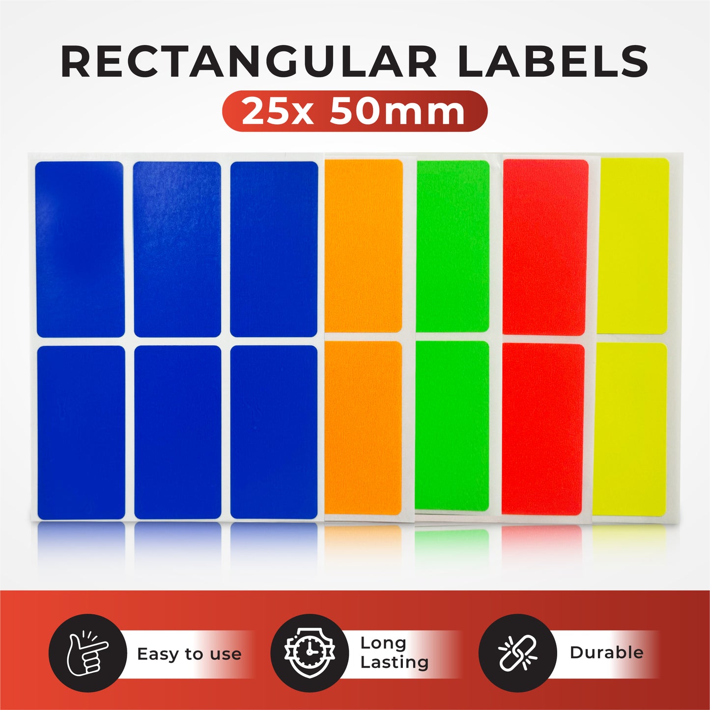Pack of 24 Fluorescent Yellow 25x50mm Rectangular Labels - Adhesive Stickers