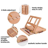 Desktop Art Beech Wood Painting Stand Display Easel with Storage 34.5 x 26 x 6.5cm