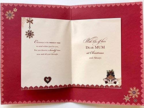 MUM - Hand Made Luxury Lovely Verse Christmas Greeting Card 