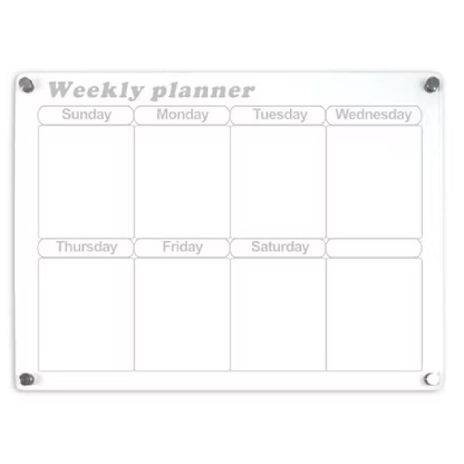 Glass Dry Erase Magnet Whiteboard Weekly Planner for Refrigerator 40×30×0.3 cm